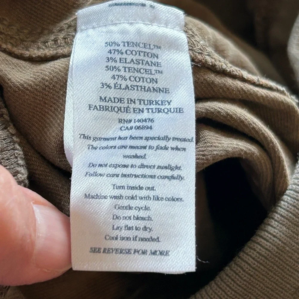 Faherty Brand Mens Utility Drawstring Pants Brown Olive Tencel Blend Size M